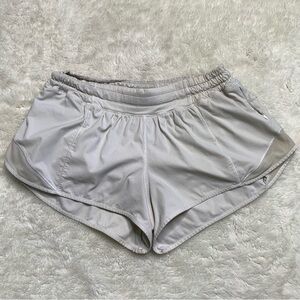 Lululemon Women's White Gray Hotty Hot Side Zip Mini Shorts Size 8